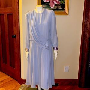 Vintage blue chiffon dress. Size large‎
